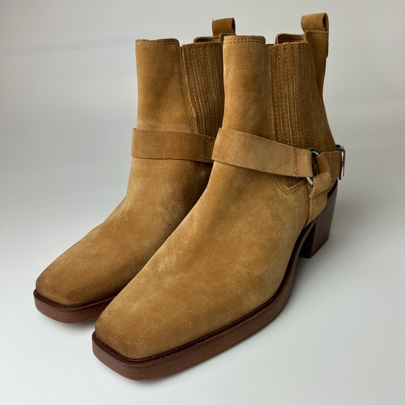 SAM EDELMAN Bellamie Suede Riding Heel Biker Boots Size 9 - Picture 12 of 16